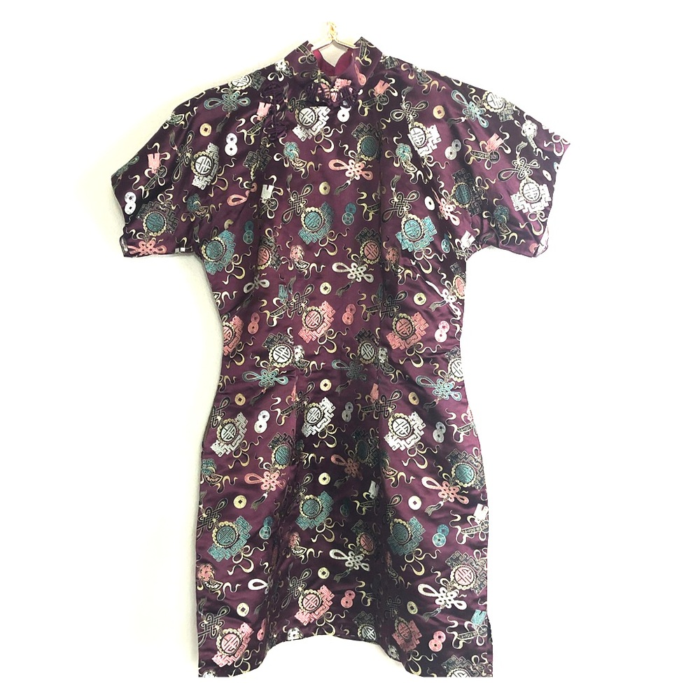 Vintage Chinese Cheongsam dress Burgundy